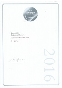 Decanter 2016 argento Barbaresco